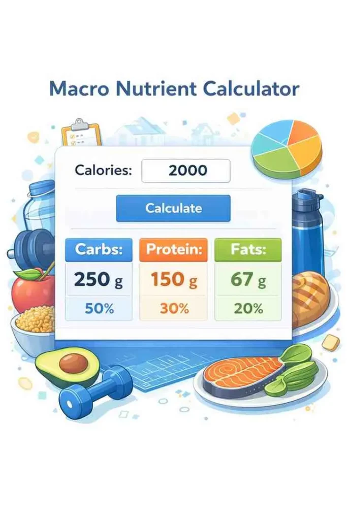 Macronutrient calculator for protein, carbohydrate, and fat distribution